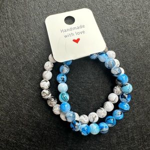 White and Blue Bracelet Set